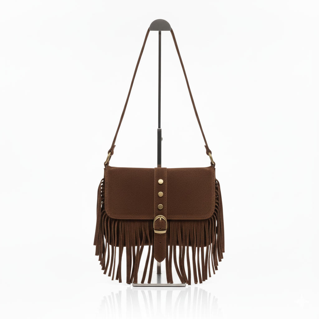 Bolso de piel natural con flecos