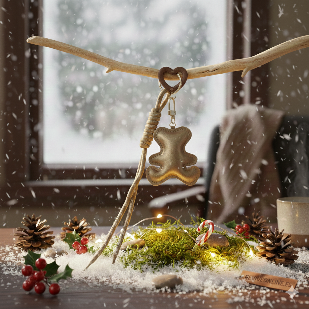 Llavero de piel dorada