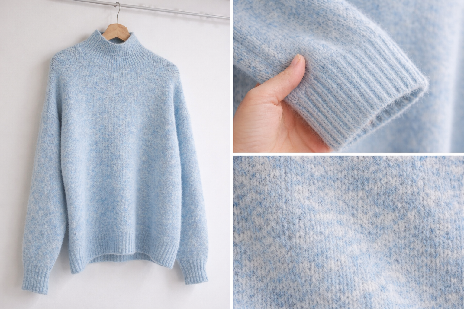 Jersey Oversize de Punto Sostenible Azul – Lana & Poliéster Reciclado