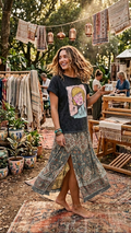 Camiseta oversize de algodón en look casual natural pic