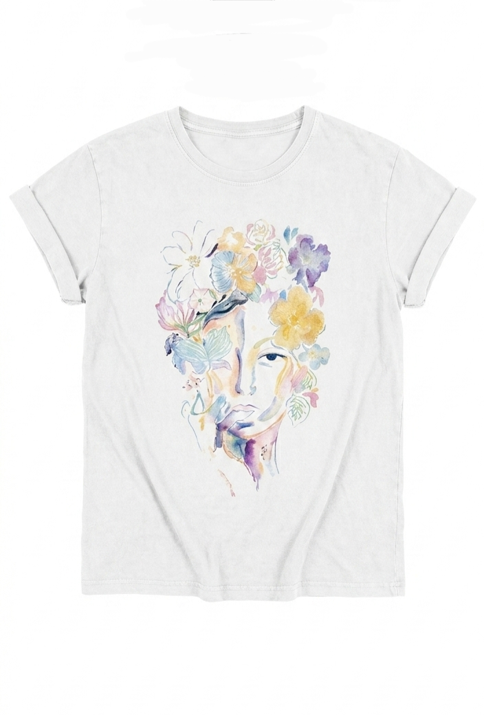 Camiseta oversize de algodón con estampado aquarelle