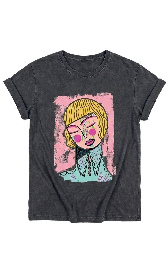 Camiseta oversize de algodón con estampado pic