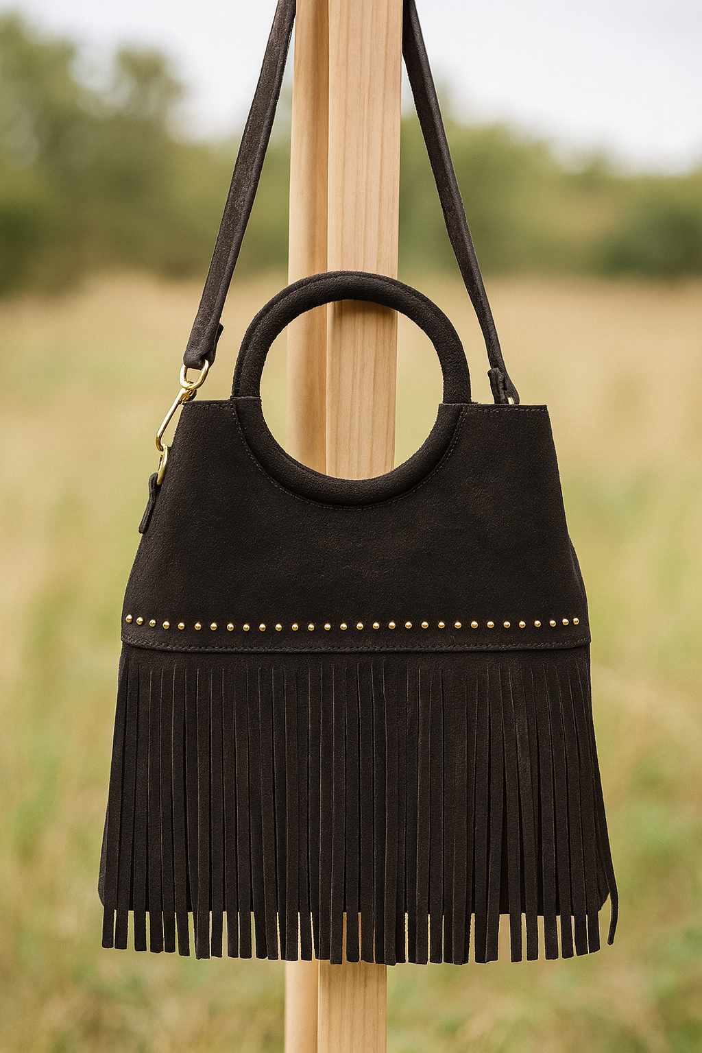 Bolso de Piel Natural con Flecos