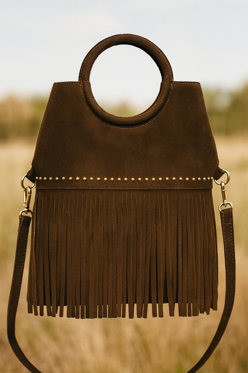 Bolso de Piel Natural con Flecos