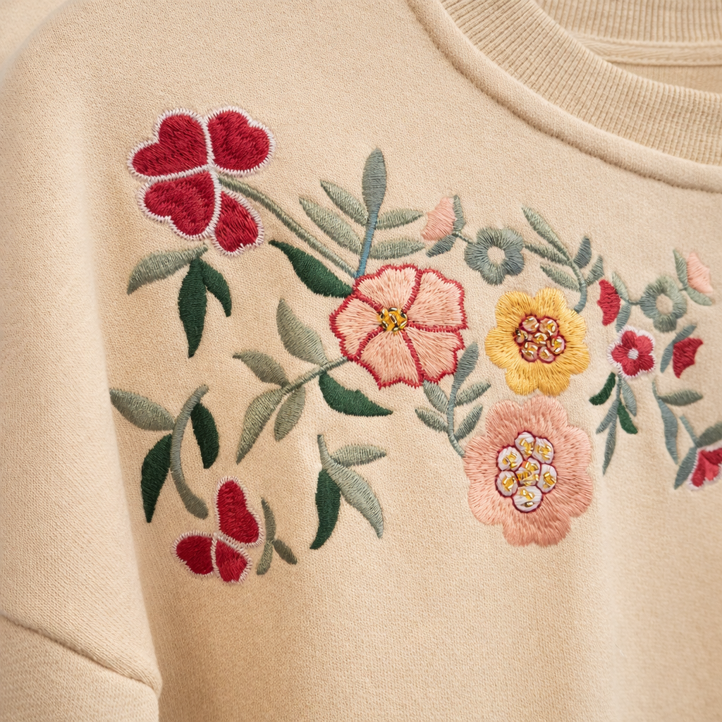 Sudadera Bordada de Algodón