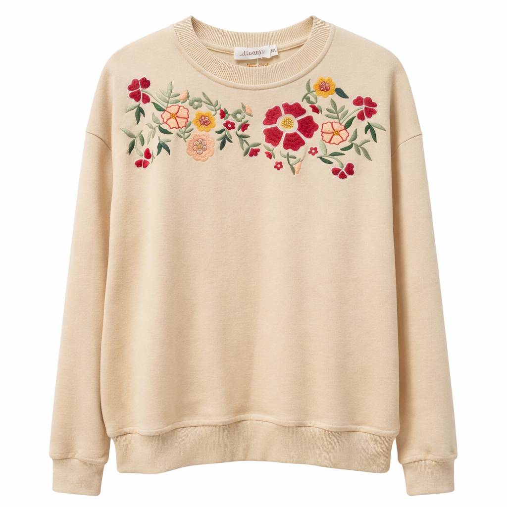 Sudadera Bordada de Algodón